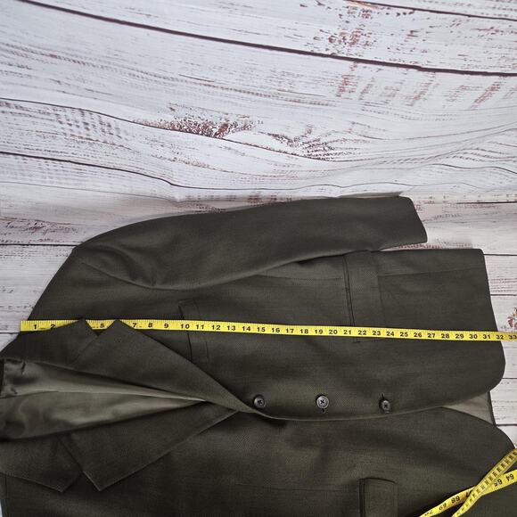 Oscar de la Renta Wool Tweed Blazer Mens 42R Brown Olive Hue Sport Coat Business - Picture 14 of 16